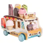 Masinuta Ice Cream Truck din Lemn cu Inghetate si Accesorii pentru Copii