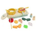 Set de Gatit din Lemn pentru Copii cu Alimente de Taiat