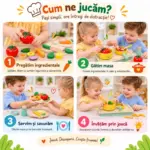 Set de Gatit din Lemn pentru Copii cu Alimente de Taiat