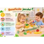 Set de Gatit din Lemn pentru Copii cu Alimente de Taiat