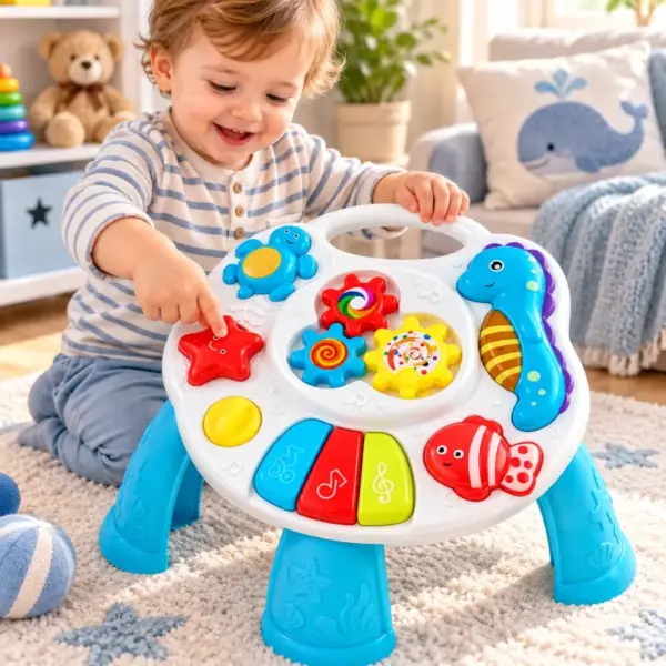 Masuta Interactiva pentru Copii cu Lumini, Muzica, Clape si Activitati Senzoriale, 18 Luni+