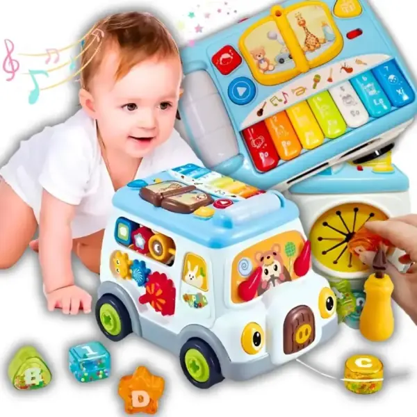 Autobuz Interactiv Multifunctional cu Activitati pentru Bebe