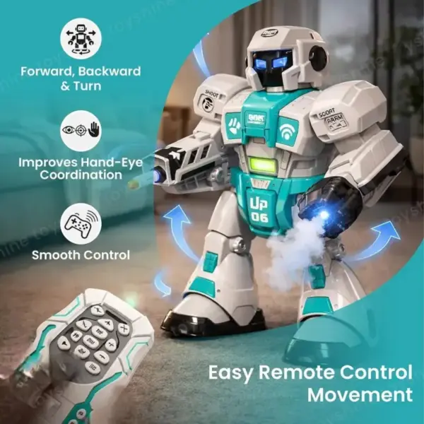 Robot Interactiv pentru Copii cu Telecomanda Lumini Sunete Dans si Efect de Abur