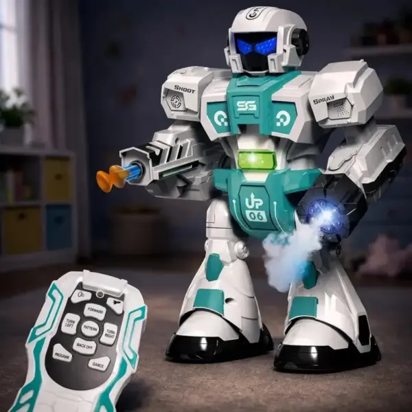 Robot Interactiv pentru Copii cu Telecomanda Lumini Sunete Dans si Efect de Abur