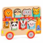 Joc de Potrivire Forme Puzzle Educativ din Lemn cu Animale