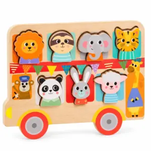 Joc de Potrivire Forme Puzzle Educativ din Lemn cu Animale