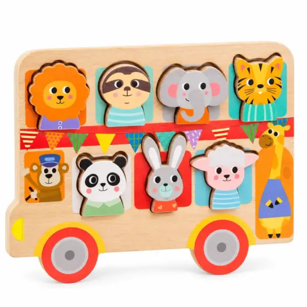 Joc de Potrivire Forme Puzzle Educativ din Lemn cu Animale