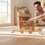 Joc de Potrivire Forme Puzzle Educativ din Lemn cu Animale