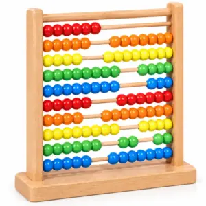 Abac din Lemn cu 100 Bile Colorate Numaratoare Educativa Montessori