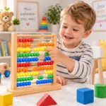 Abac din Lemn cu 100 Bile Colorate Numaratoare Educativa Montessori