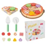 Joc Educativ din Lemn Pizza de Feliat cu Topping