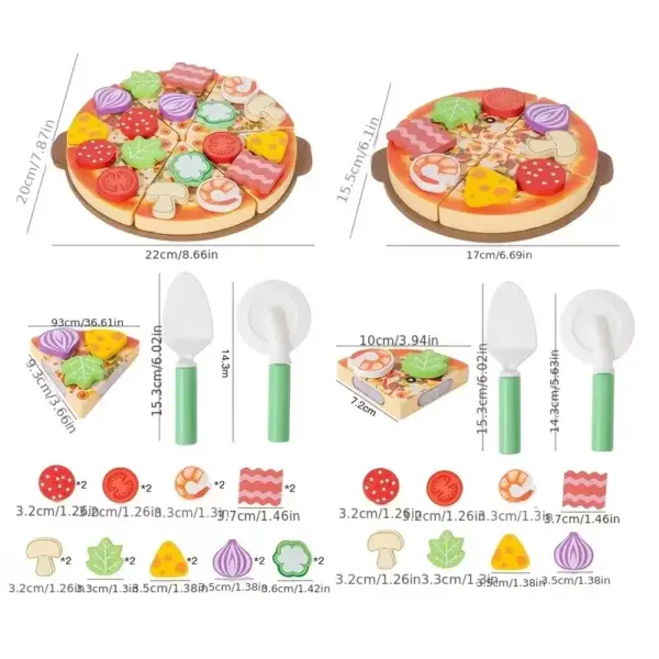 Joc Educativ din Lemn Pizza de Feliat cu Topping