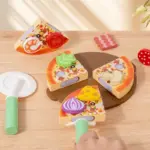 Joc Educativ din Lemn Pizza de Feliat cu Topping