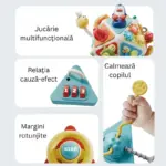 Cub Busy Senzorial Interactiv pentru Bebelusi cu Activitati Montessori