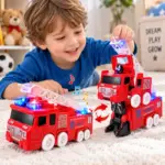 Masina de Pompieri 2 in 1 Transformabila in Robot cu Scara Lumini si Sunete Masina de Pompieri 2 in 1 Transformabila in Robot cu Scara Lumini si Sunete