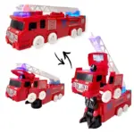 Masina de Pompieri 2 in 1 Transformabila in Robot cu Scara Lumini si Sunete Masina de Pompieri 2 in 1 Transformabila in Robot cu Scara Lumini si Sunete