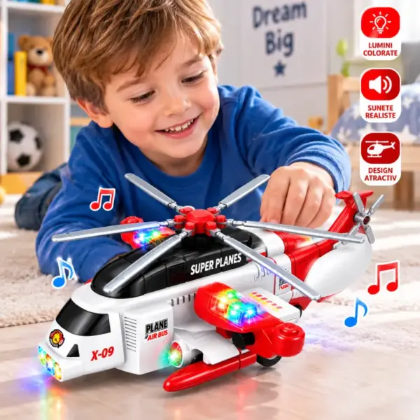 Elicopter de Jucarie Super Plane cu Lumini Sunete si Elice Rotative