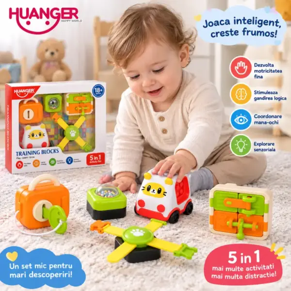 Busy Board Modular cu Activitati Senzoriale pentru Copii