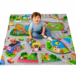 Covor de Joaca Puzzle EVA 4 Piese 60x60 cm Orasel pentru Copii