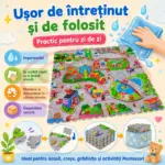 Covor de Joaca Puzzle EVA 4 Piese 60x60 cm Orasel pentru Copii