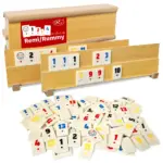 Joc Remi din Lemn Masiv cu 106 Piese Rummy Clasic de Familie