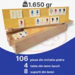Joc Remi din Lemn Masiv cu 106 Piese Rummy Clasic de Familie
