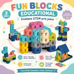 Set Constructie STEM 480 Piese 3D cu Litere Cifre si Simboluri 3 Ani+