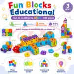 Set Constructie STEM 480 Piese cu Litere Cifre si Simboluri 3 Ani+