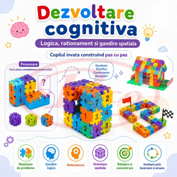 Set Constructie STEM 480 Piese cu Litere Cifre si Simboluri 3 Ani+