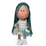 Papusa Nines D'Onil, Colectia Little Mia, Mia Blue Braid, cu miros de vanilie, 23 cm