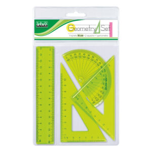 Set sabloane din plastic transparent – 4 piese cu rigla 15 cm, in punga agatatoare
