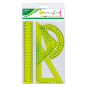 Set sabloane din plastic transparent – 4 piese cu rigla 20 cm, in punga agatatoare