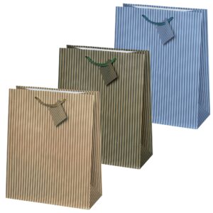 Sacosa cu dungi, din hartie cu maner din snur, 33 x 45.7 x 10.2 cm (20 buc/display)