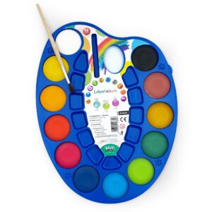 Set 12 culori acuarela, forma paleta, cu pensula inclusa