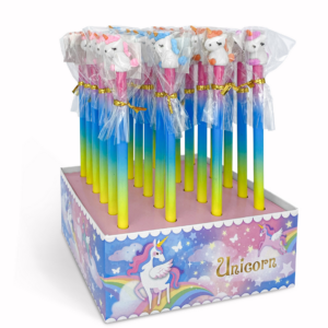 Creion grafic Unicorn cu radiera, 4 modele (24 buc/display)
