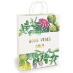 Sacosa Good Vibes Only, din hartie cu maner de hartie rasucit, 33 x 45.7 x 10.2 cm (20 buc/display)