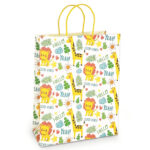 Sacosa Hello Safari, din hartie cu maner de hartie rasucit, 33 x 45.7 x 10.2 cm (20 buc/display)