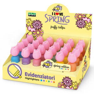 Mini evidentiatori Puffy Tulips, 6 culori pastel asortate (24 buc/display)