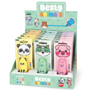 Marker evidentiator pastel Besty Animals, 6 culori (18 buc/display)