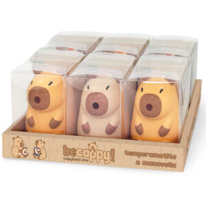 Ascutitoare de creion cu 1 gaura si manivela Be Cappy, cu container, 2 culori (6 buc/display)