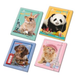Mapa A4 din carton, cu elastic, Animalute, D12, 26x35