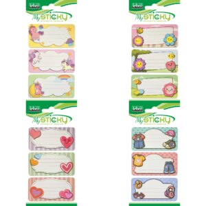 Etichete caiete fete, 4 sortimente (6 etichete/blister)