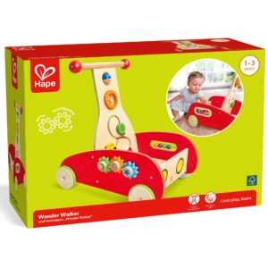 Jucarie din lemn - Antepremergator cu activitati rosu