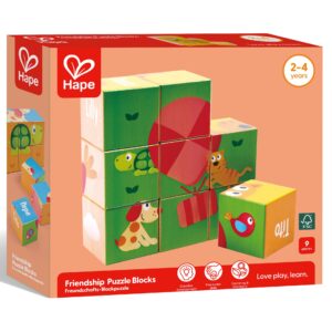 Puzzle din lemn cuburi - Animale 3 x 3