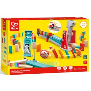 Jucarie din lemn - Domino cu ciocan puternic (59 piese)