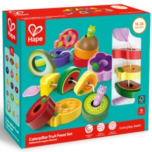 Jucarie din lemn - Sirag fructe si omide (15 piese)