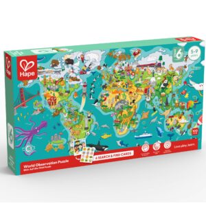 Puzzle pentru copii 2 in 1 in jurul lumii (100 piese)