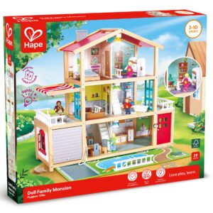 Jucarie din lemn - Casa de papusi mobilata tip vila (29 piese)