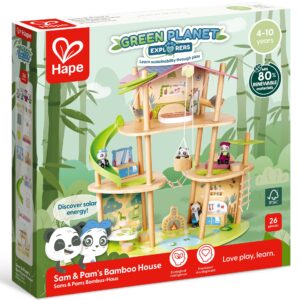 Jucarie din bambus - Casa ursilor Panda (25 piese)