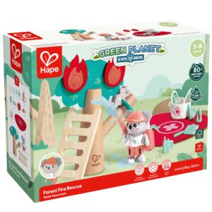 Jucarie din lemn - Set de joaca pompieri forestieri (17 piese)